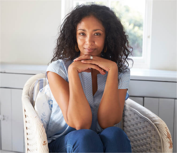 woman slightly smiling