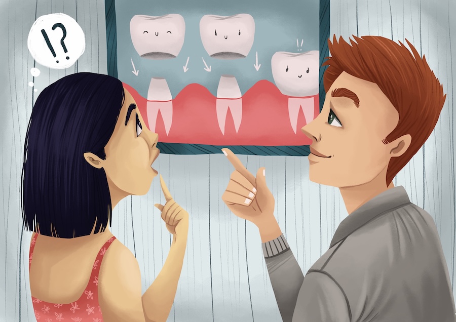 woman discussing dental crowns with dental provider