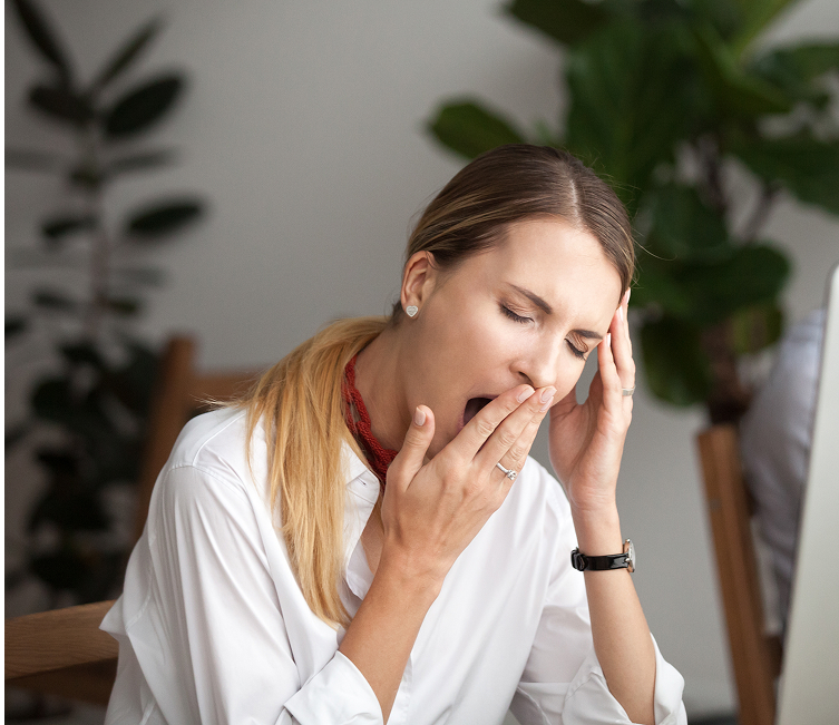 woman yawning
